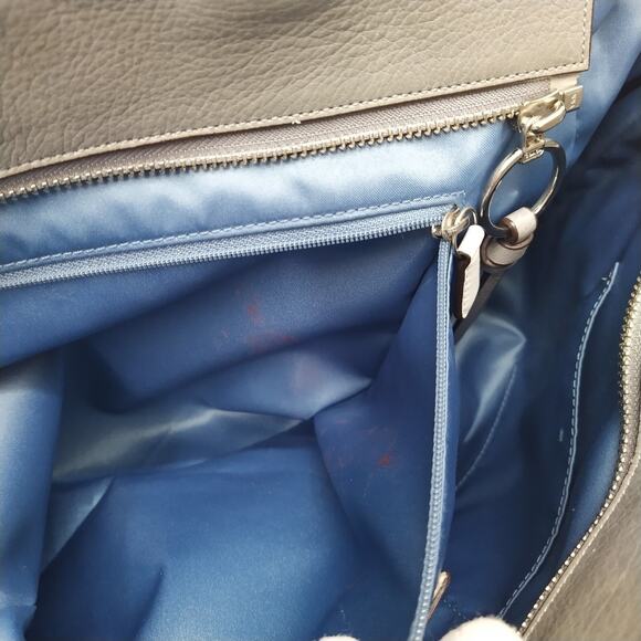 Coach Chelsea Inlaid Gray Leather Charlie Double Handles Zipper Tote Bag - Picture 13 of 16